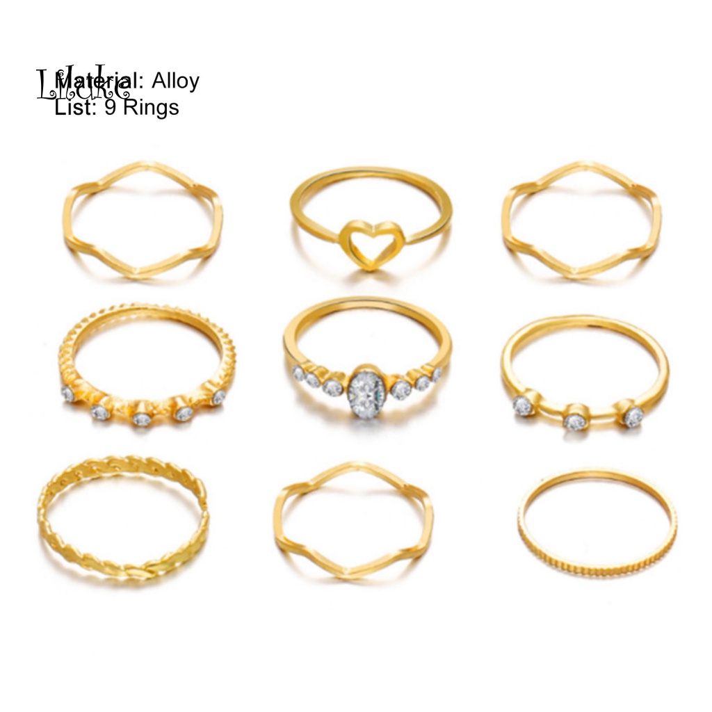 Bộ 9 Nhẫn Nữ Trang Phong Cách Vintage Đơn Giản