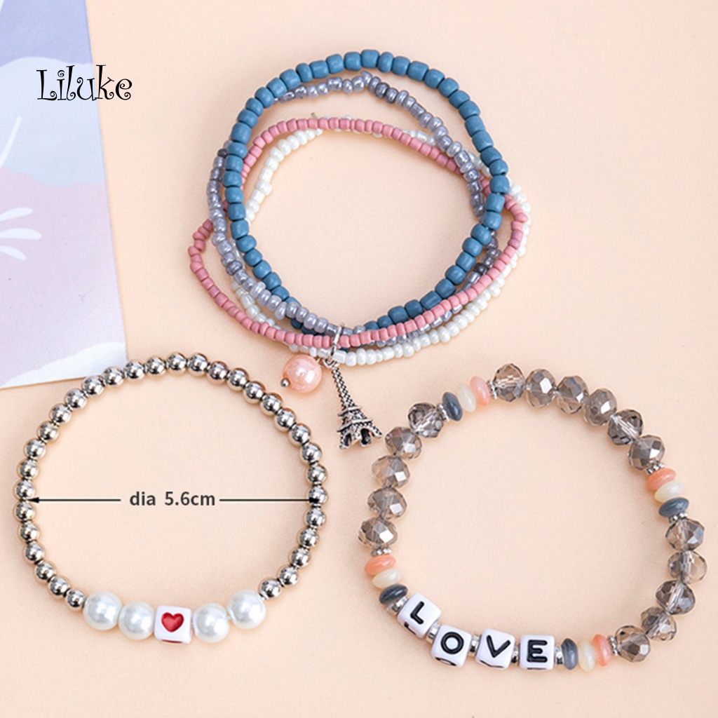 1 Bộ Vòng Tay Hợp Kim Xỏ Hạt Trang Trí Nhiều Lớp Phong Cách Bohemian