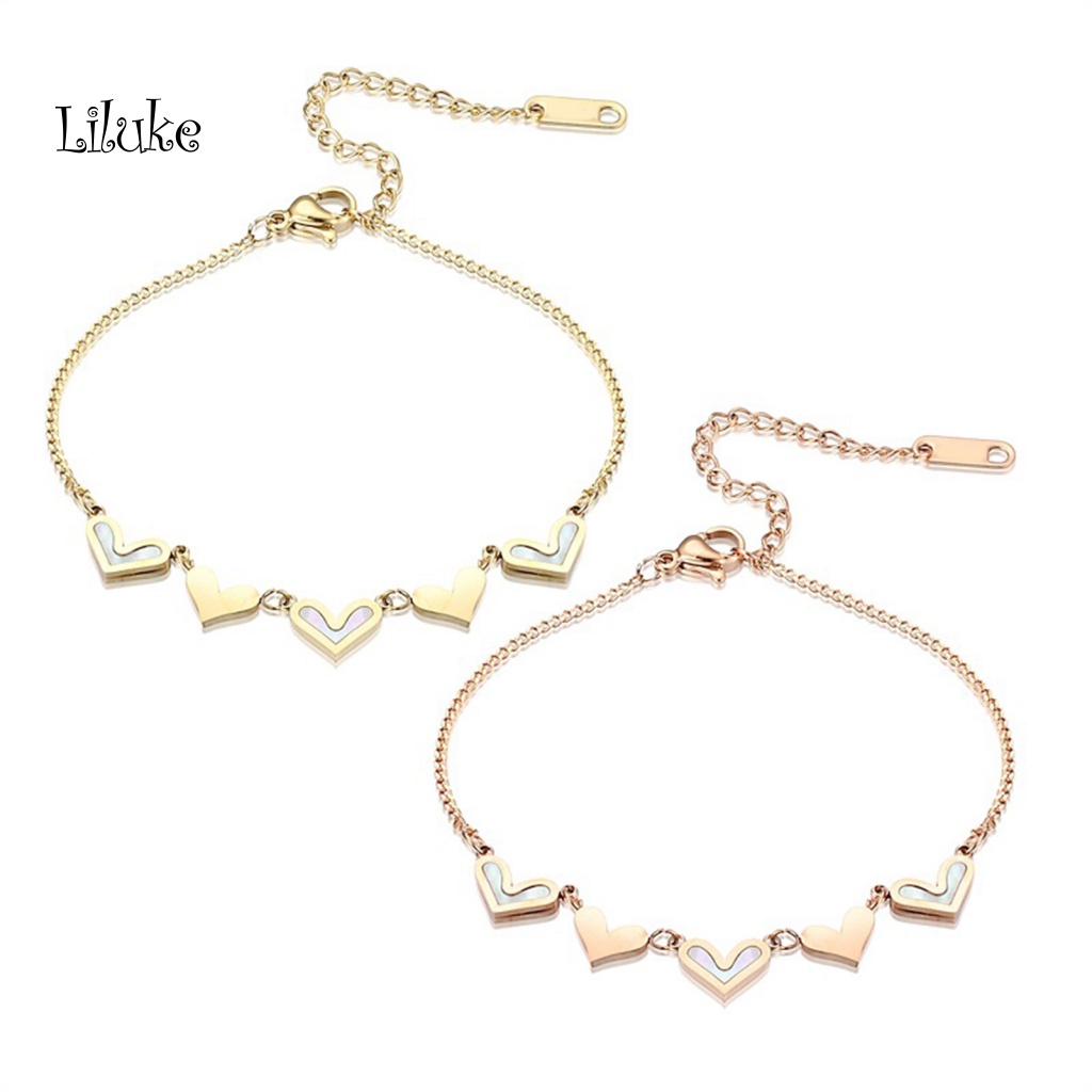 Vòng Tay Hợp Kim Màu Trơn Trang Trí Hình Trái Tim Xinh Xắn Cho Nữ