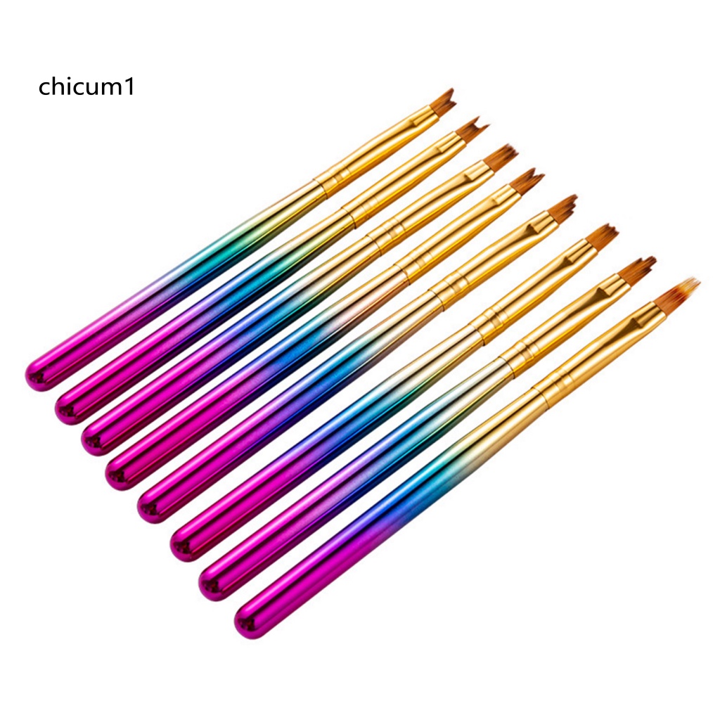 Set 8 Bút Trang Trí Móng Tay Nghệ Thuật Bằng Len Nylon Với Tay Cầm Màu Gradient Dành Cho Salon