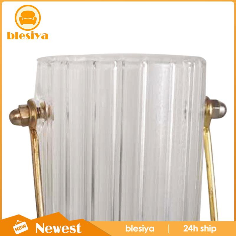 Bình Hoa Thủy Tinh Trong Suốt Hình Trụ Với Tay Cầm Kim Loại