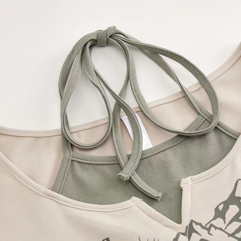 Áo Thun Ngắn Tay Giả Hai Lớp Phong Cách Âu Mỹ Cá Tính Dành Cho Nữ