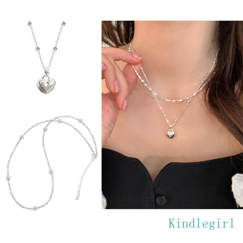 Vòng cổ Nhiều Lớp Màu Sắc Mặt Trái Tim Khắc Chữ KING Và Queen