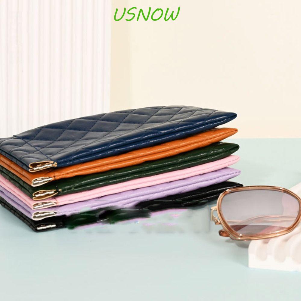 Hộp Đựng Mắt Kính Bằng Da Có Kẹp Lò Xo Tự Động Đóng Kín Bảo Vệ Cho Nữ Ốp