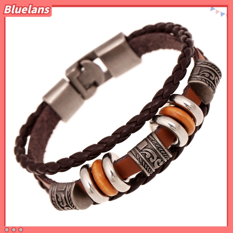 [BLS] Vòng Tay Da Nhiều Lớp Phong Cách Âu Mỹ Thời Trang Cho Nam