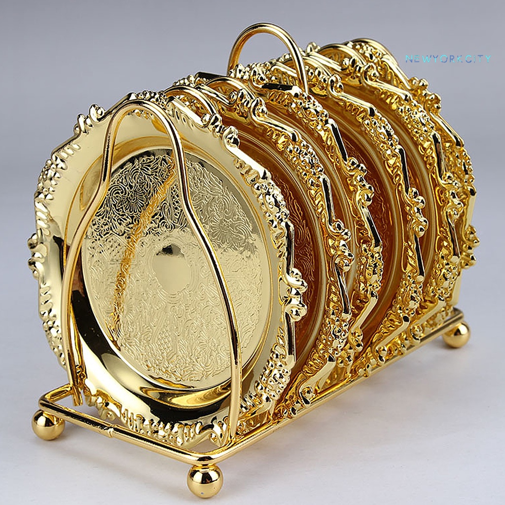 Set 6 Đế Lót Cốc Trà / Cà Phê Bằng Hợp Kim Chịu Nhiệt