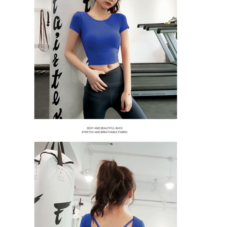 Áo Thun Thể Thao Tay Ngắn Dáng Ôm Hở Lưng Thời Trang Mùa Hè Cho Nữ