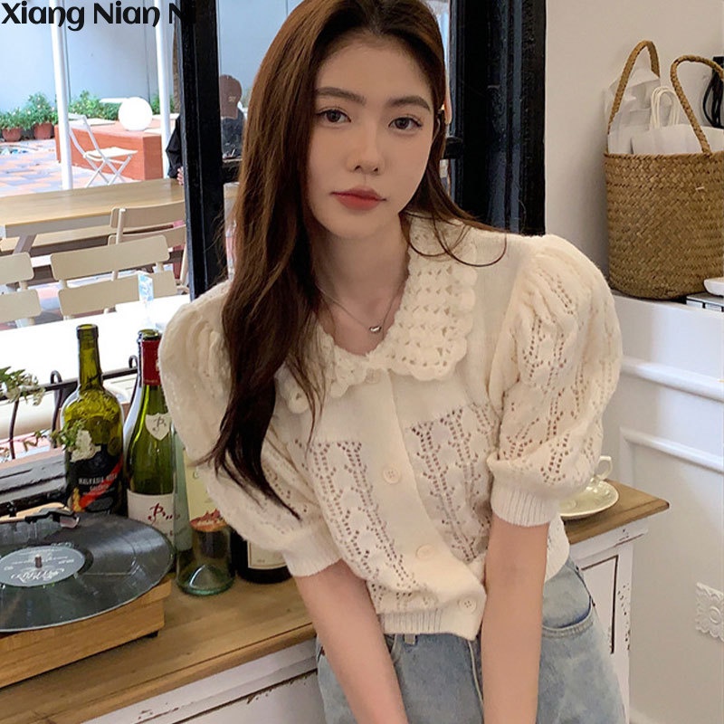 Áo polo Dệt Kim Tay Ngắn Màu Trơn Dáng Ôm Thời Trang Mùa Hè Hàn Quốc