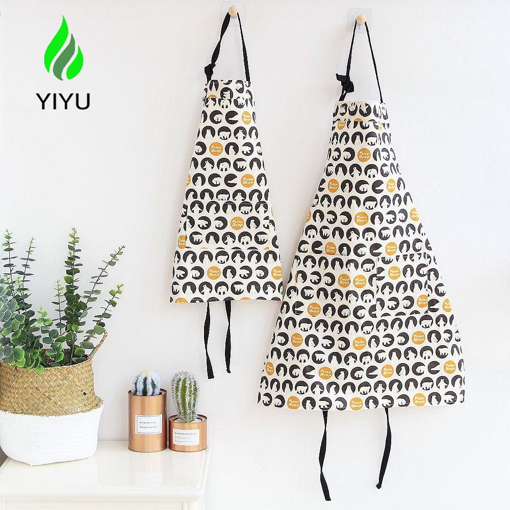 Tạp Dề Nấu Ăn Bằng Cotton Chống Bám Dầu Họa Tiết Hoạt Hình Có Túi Cho Nhà Bếp