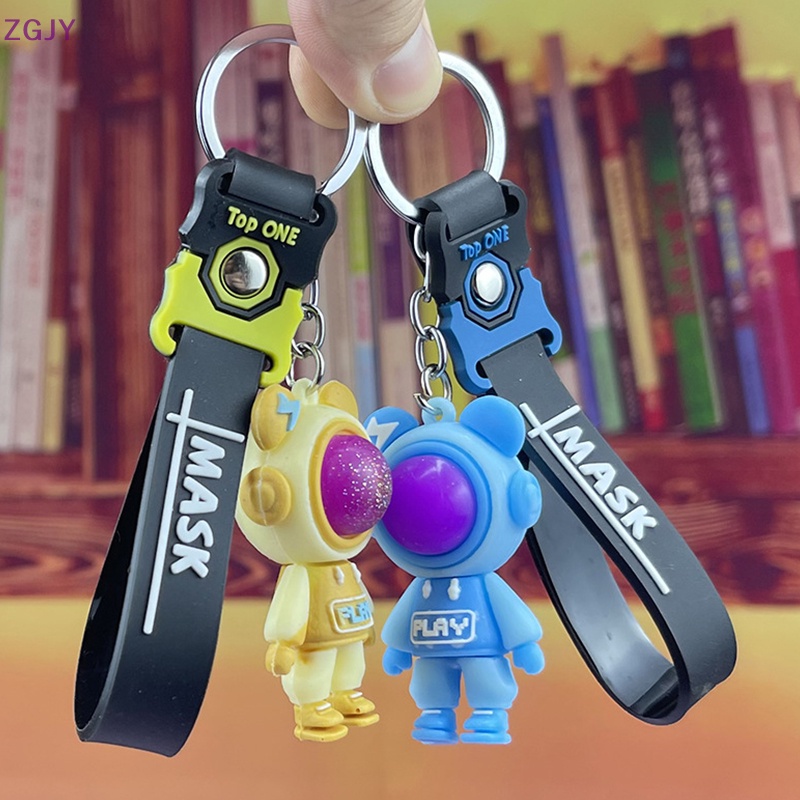 Móc Khóa Hình Gấu Bằng PVC Phối Tua Rua Dễ Thương DIY Mới