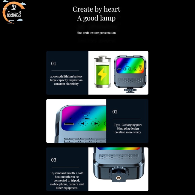 Đèn Rgb Mini Cầm Tay Có Kẹp Gắn Điện Thoại Di Động Hỗ Trợ Chụp Ảnh Selfie