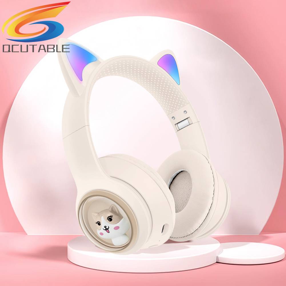 Tai Nghe Bluetooth 5.3 EDR Hình Tai Mèo Dễ Thương