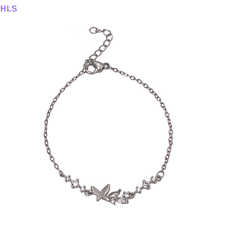 Vòng Tay Dây Xích Hình Bướm Màu Bạc Thời Trang Cho Nữ