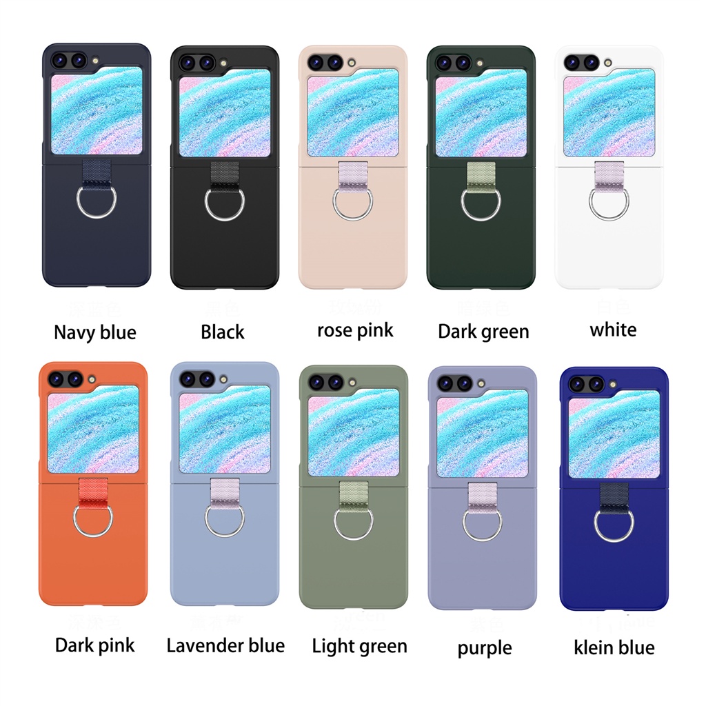 Ốp Điện Thoại Màu Trơn Có Vòng Đỡ Sang Trọng Cho Galaxy Z Flip 5 5G Z Flip5 Flip5 Zflip5 Zflip5 Z Fl
