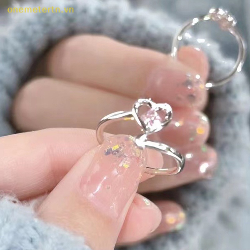 Nhẫn Đính Đá Hình Trái Tim Phong Cách Vintage Dành Cho Nữ