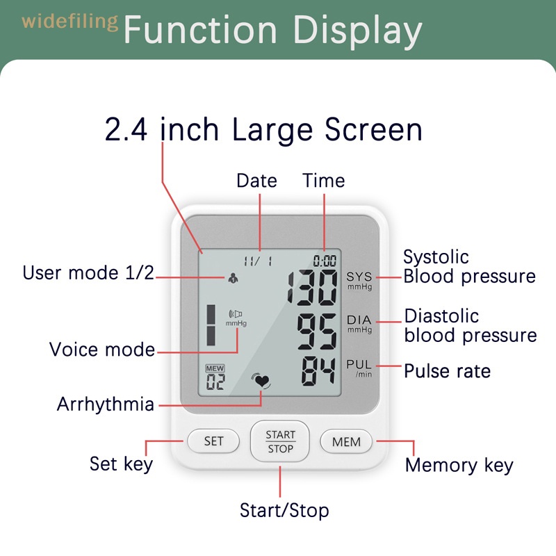 Máy Đo Huyết Áp Kỹ Thuật Số Tự Động Theo Dõi Nhịp Tim Arrhythmia Pulse BP