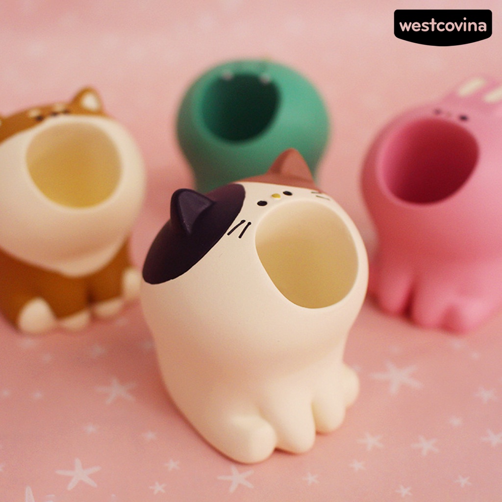[WSTN]✎Giá Đỡ Bút Để Bàn Mini Bằng Nhựa Resin Họa Tiết Hoạt Hình Dễ Thương