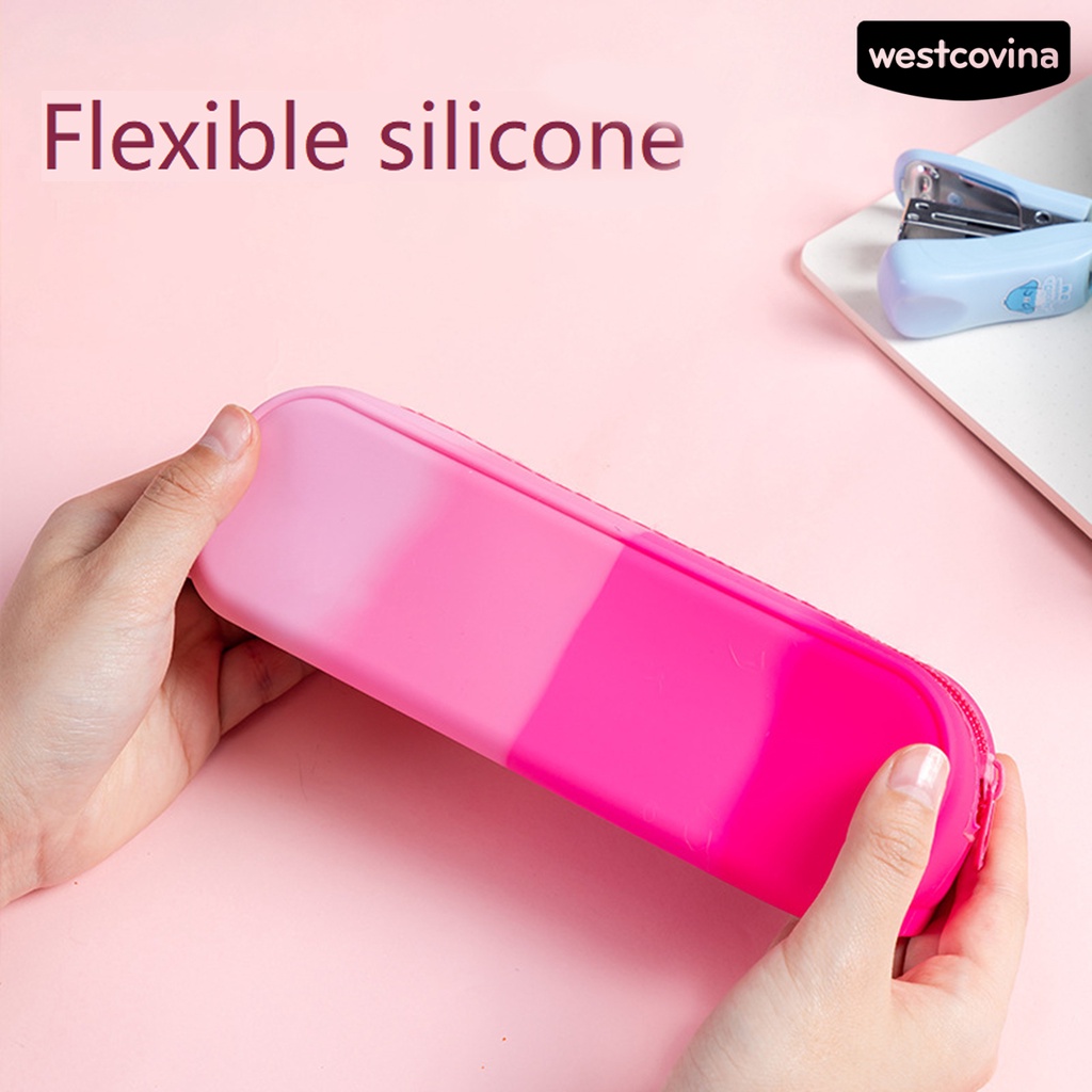 [WSTN]✎Túi Đựng Bút Bằng Silicone Dẻo Chống Nước Có Khóa Kéo Cho Học Sinh