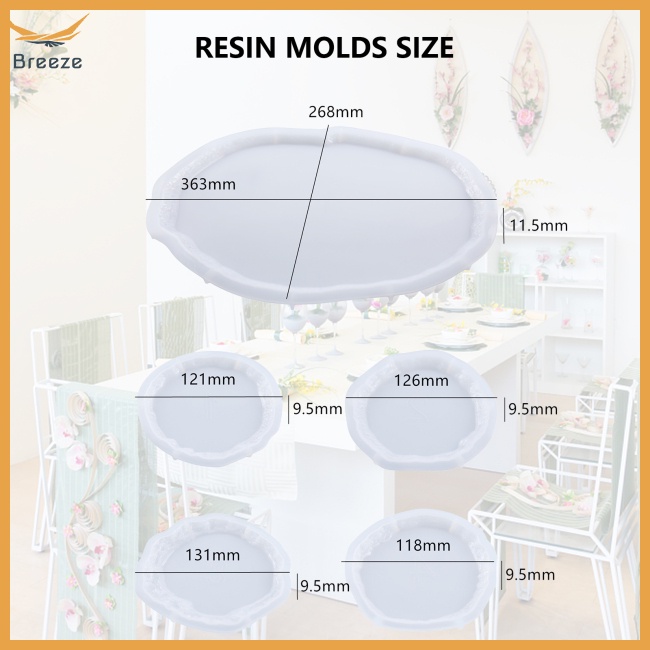 Bộ 5 Khuôn Silicone Làm Đế Lót Ly Đa Năng Diy