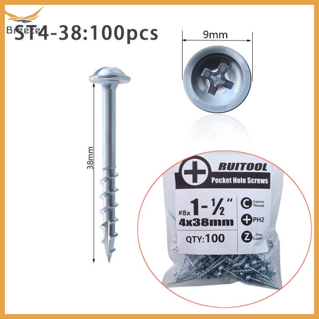 Túi 100 Đinh Vít Thép Carbon Tự Cắt Lỗ Bỏ Túi Tiện Dụng