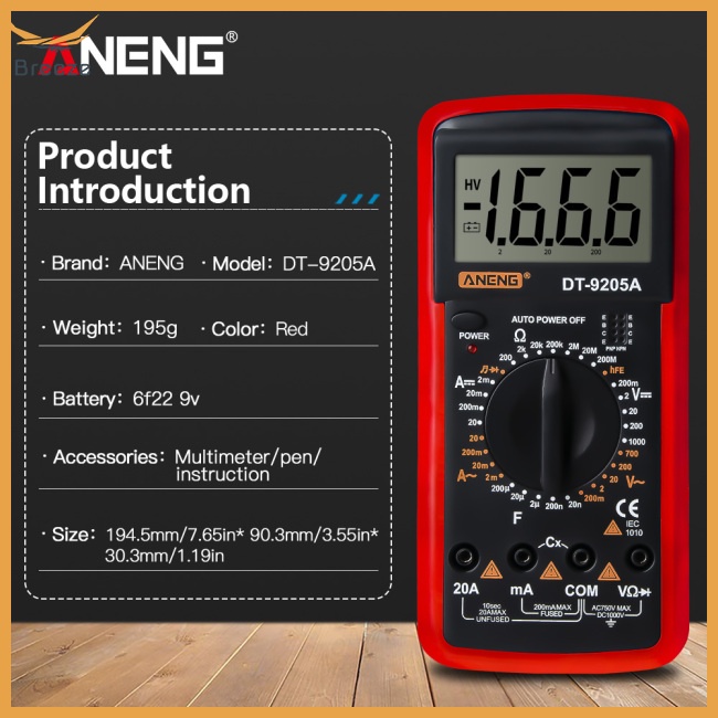 Vạn Năng Kế Điện Tử DT-9205A Màn Hình LCD AC / DC