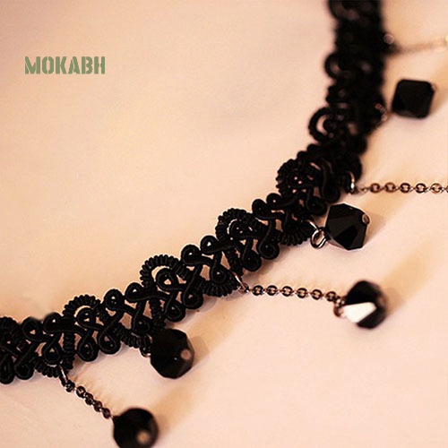 [Mok Abh] Vòng Cổ Choker Đính Đá Và Tua Rua Phong Cách Gothic