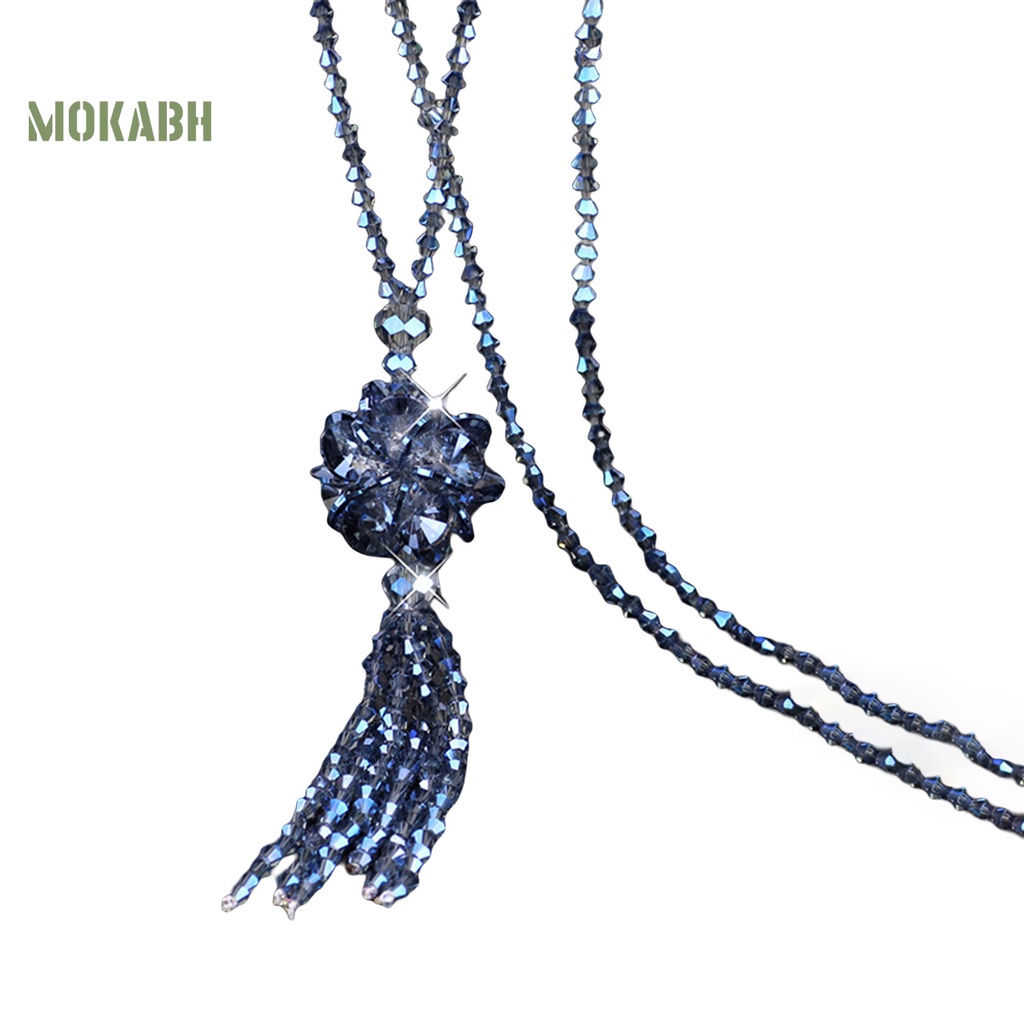 [Mok Abh] Vòng Cổ Nữ Hạt Pha Lê Giả Thắt Nút Dáng Dài Lấp Lánh Dễ Phối Đồ