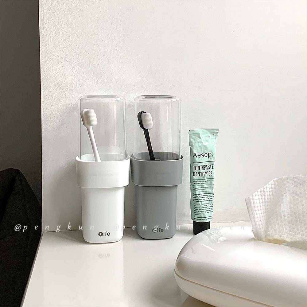 Cốc Đánh Răng Có Nắp Đậy Thiết Kế Đơn Giản Tiện Dụng Mang Theo Du Lịch