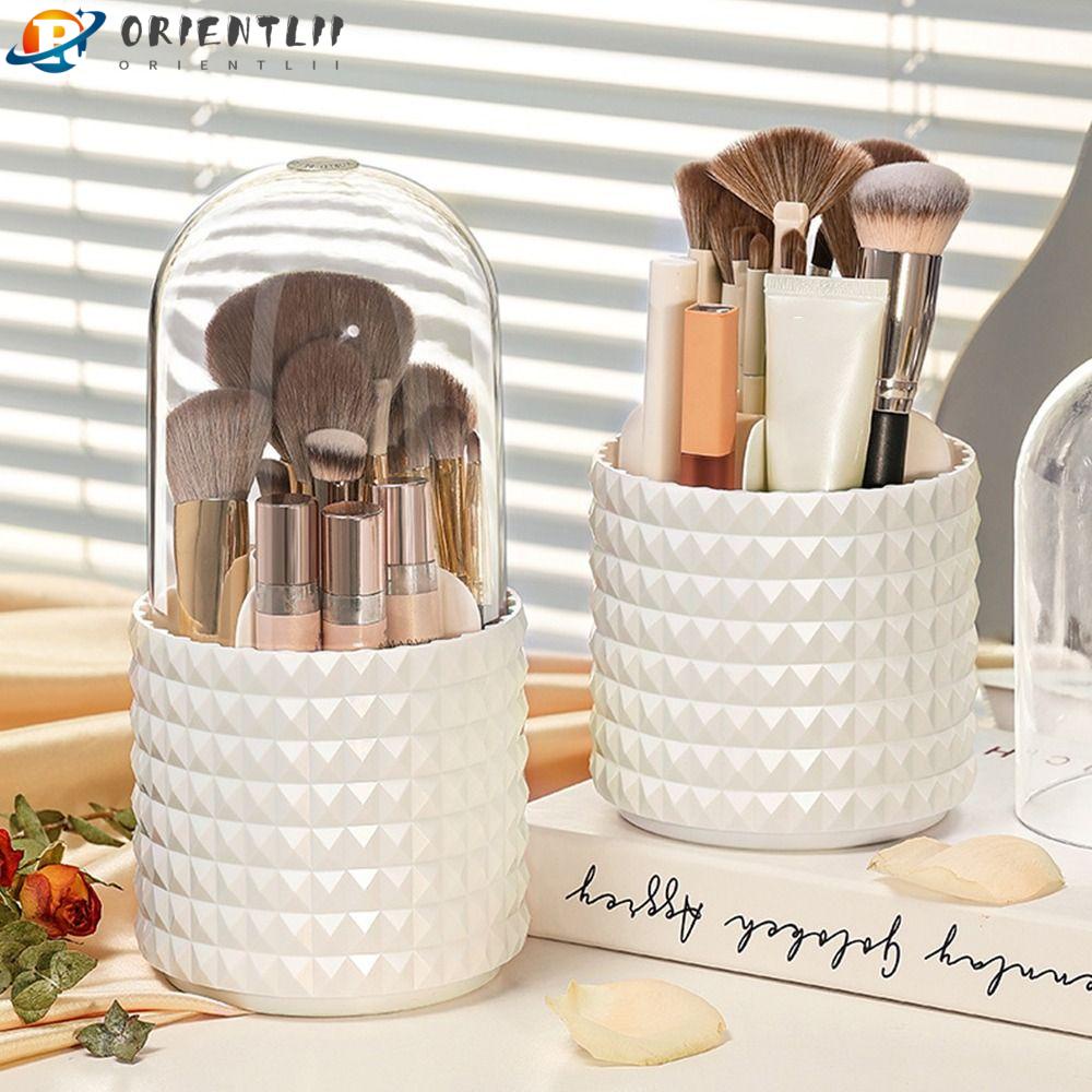 ORIENTLII Hộp Đựng Cọ Trang Điểm Hình Trụ Chống Bụi Có Thể Xoay Được