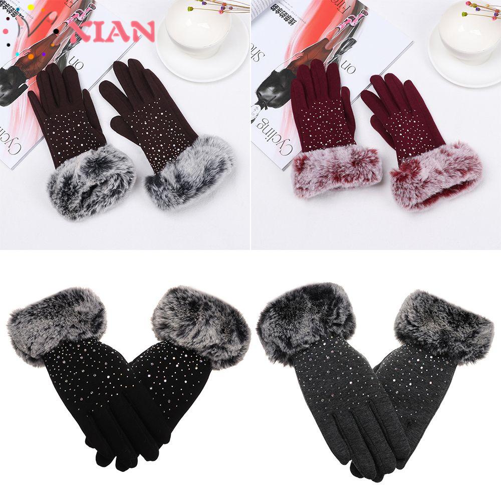XIANTIN Găng Tay Giả Lông Dày Dặn Ấm Áp Xinh Xắn Cho Nữ