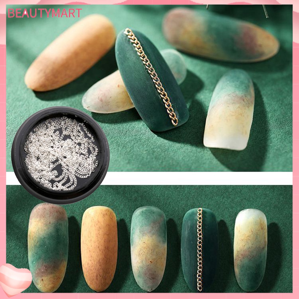 1 Hộp Phụ Kiện Dây Xích 1M Trang Trí Móng Tay Nghệ Thuật Bằng Hợp Kim DIY