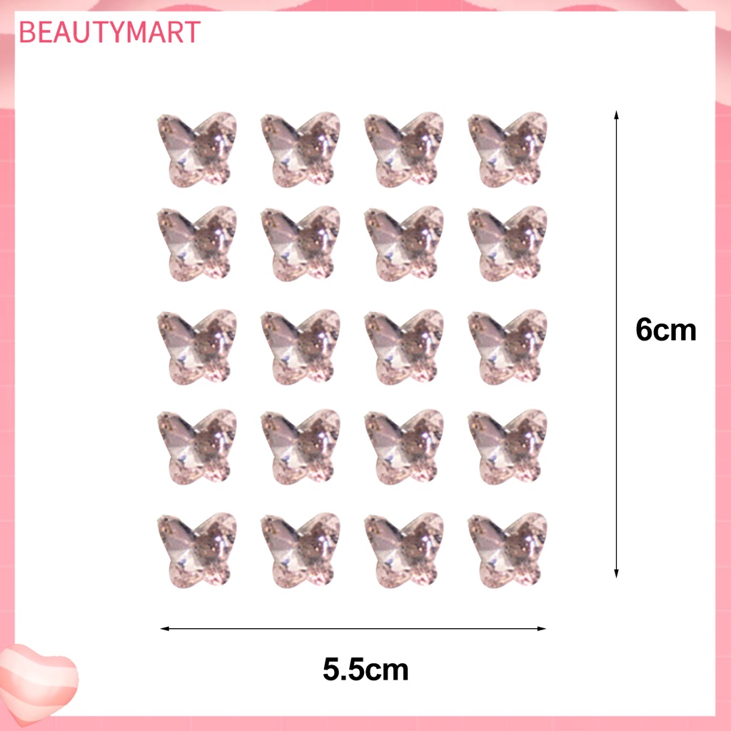 Set 20 Phụ Kiện Trang Trí Móng Tay Mặt Kính Hình Bướm 3D DIY