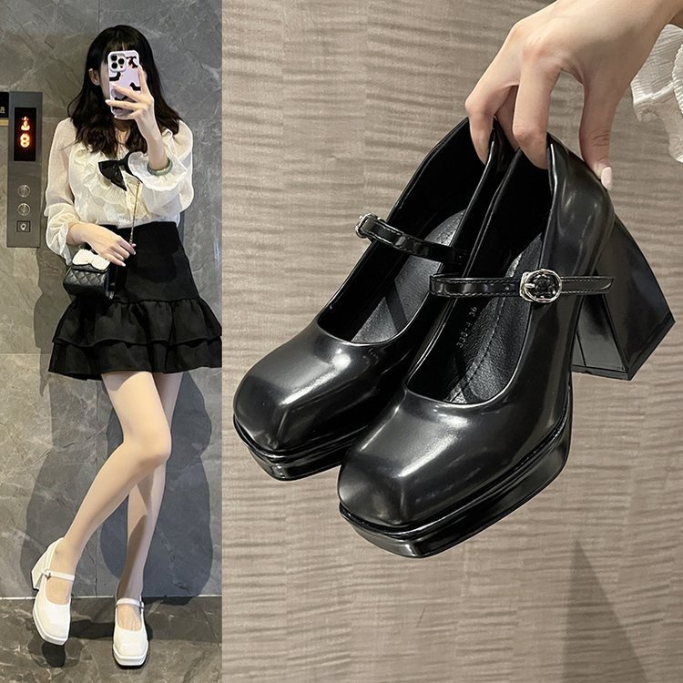 Giày Cao Gót 8cm Mũi Vuông Chất Liệu Da Cao Cấp Thời Trang Dành Cho Nữ