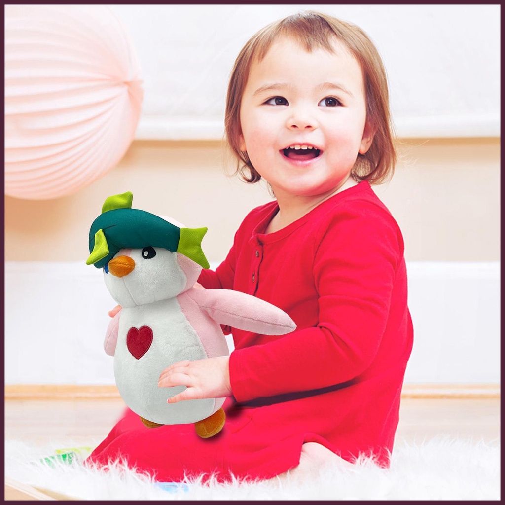 Thú Nhồi Bông Hình Chim Cánh Cụt Mũ Cá Dễ Thương Cho Bé