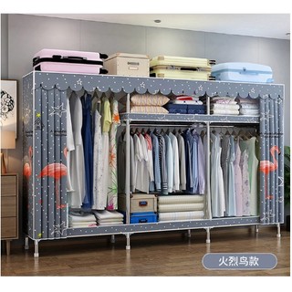 Tủ lắp ráp tủ quần áo , tủ vải khung thép titan 2 , 3 buồng khung thép tủ treo quần áo