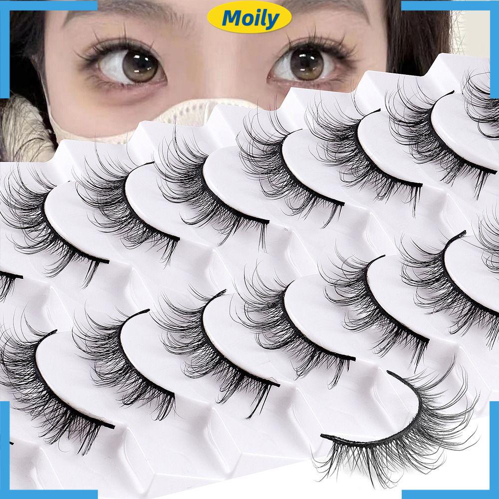 MOILYVN Bộ 10 Cặp Lông Mi Giả Tự Nhiên Phong Cách Hàn Quốc