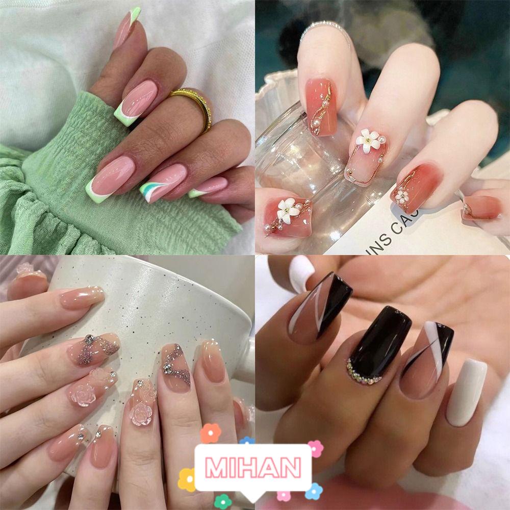 MIHAN1 Bộ Móng Tay Giả Dạng Nhấn Đầu Vuông DIY MIHAN1
