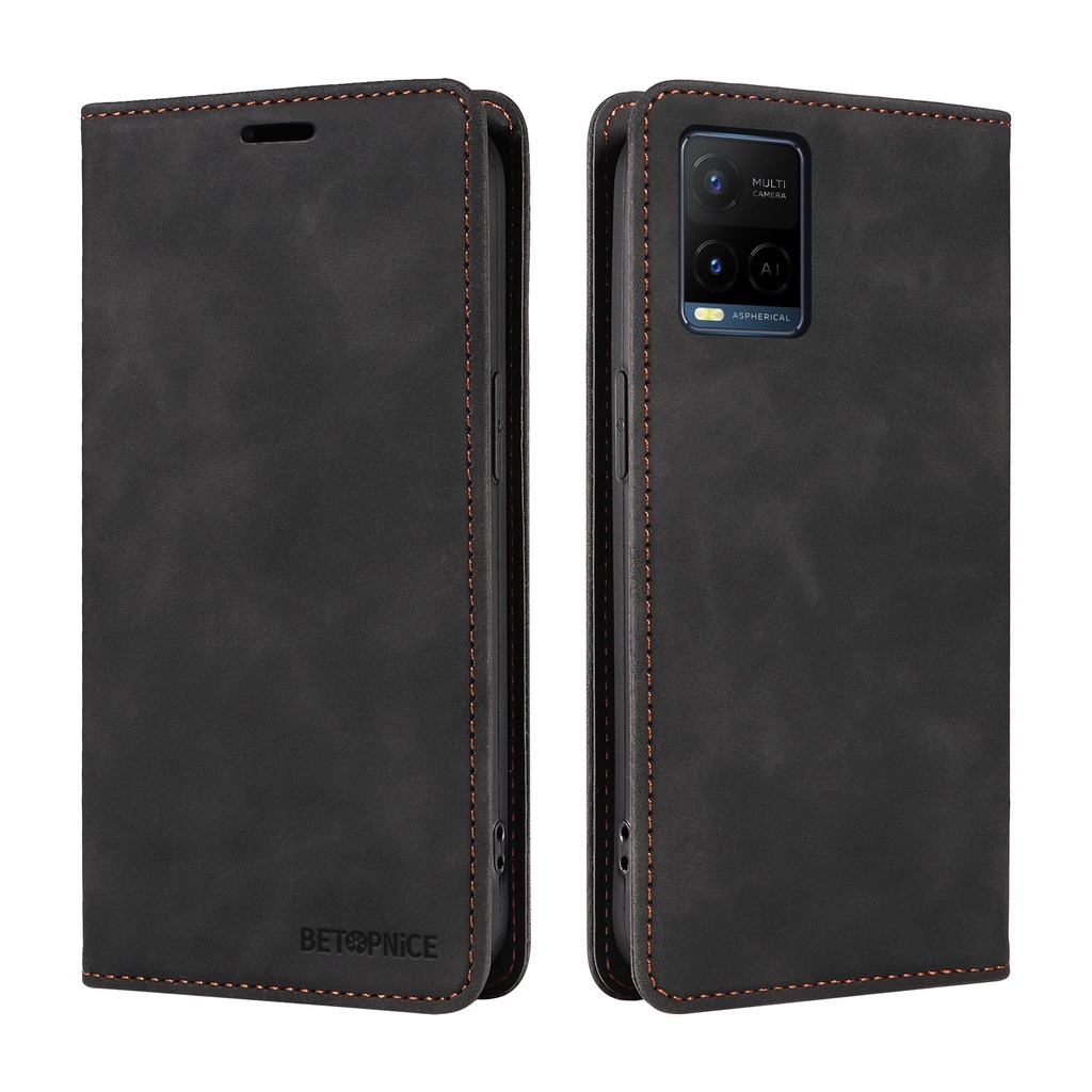 RFID Vỏ Cho Vivo Y20 Y21 Y22 Y12s Y16 Y35 Y21s Y15s Y02 Y01 Y33s Bao Da Điện Thoại Dạng Ví Nắp Lật Nam Châm Có Ngăn Đựng Thẻ