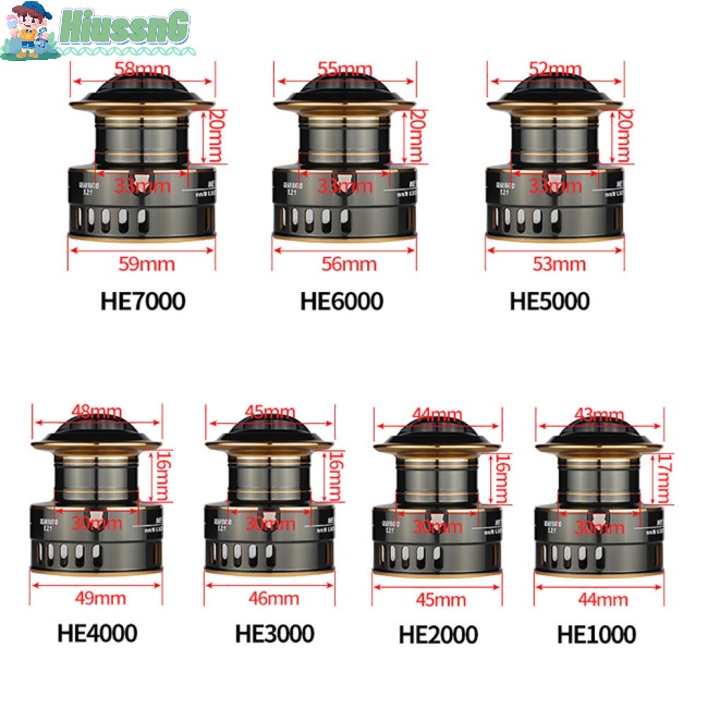 Máy Câu Cá Kim Loại Siêu Nhẹ Cao Cấp He1000-7000