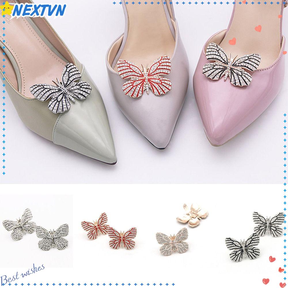 Kẹp Giày Cao Gót Hình Bướm Đính Đá Lấp Lánh Thay Thế Thời Trang Cho Cô Dâu