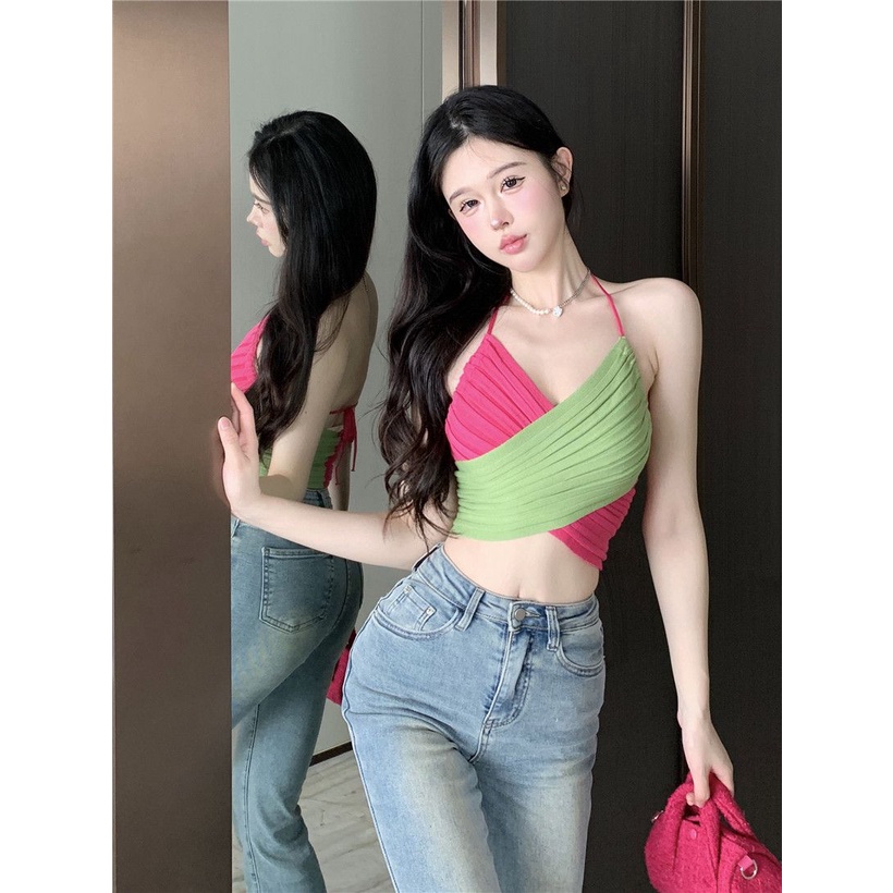 Áo Dệt Kim Hai Dây Thời Trang Mùa Hè Quyến Rũ Cho Nữ