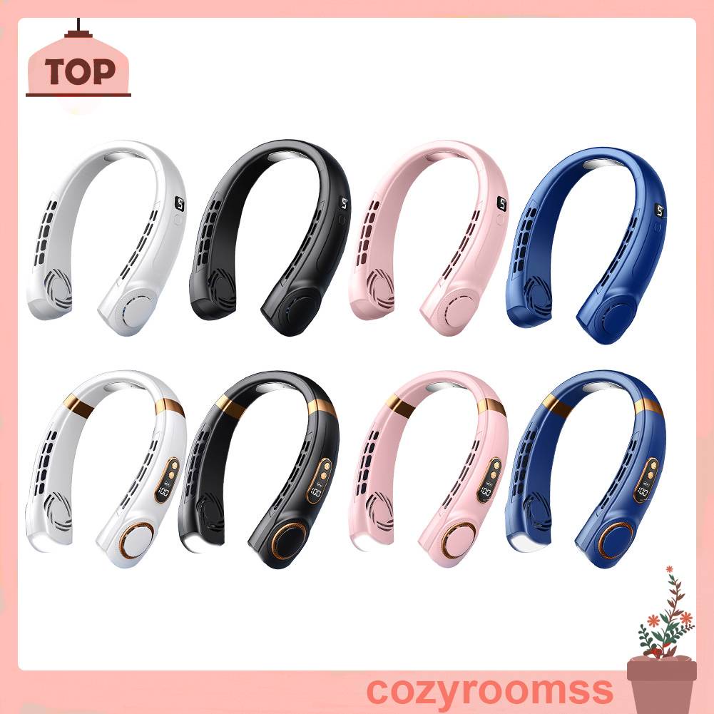 Quạt Điện Làm Mát Đeo Cổ 5 Tốc Độ Rảnh Tay Có Thể Sạc Lại Bằng Cổng USB