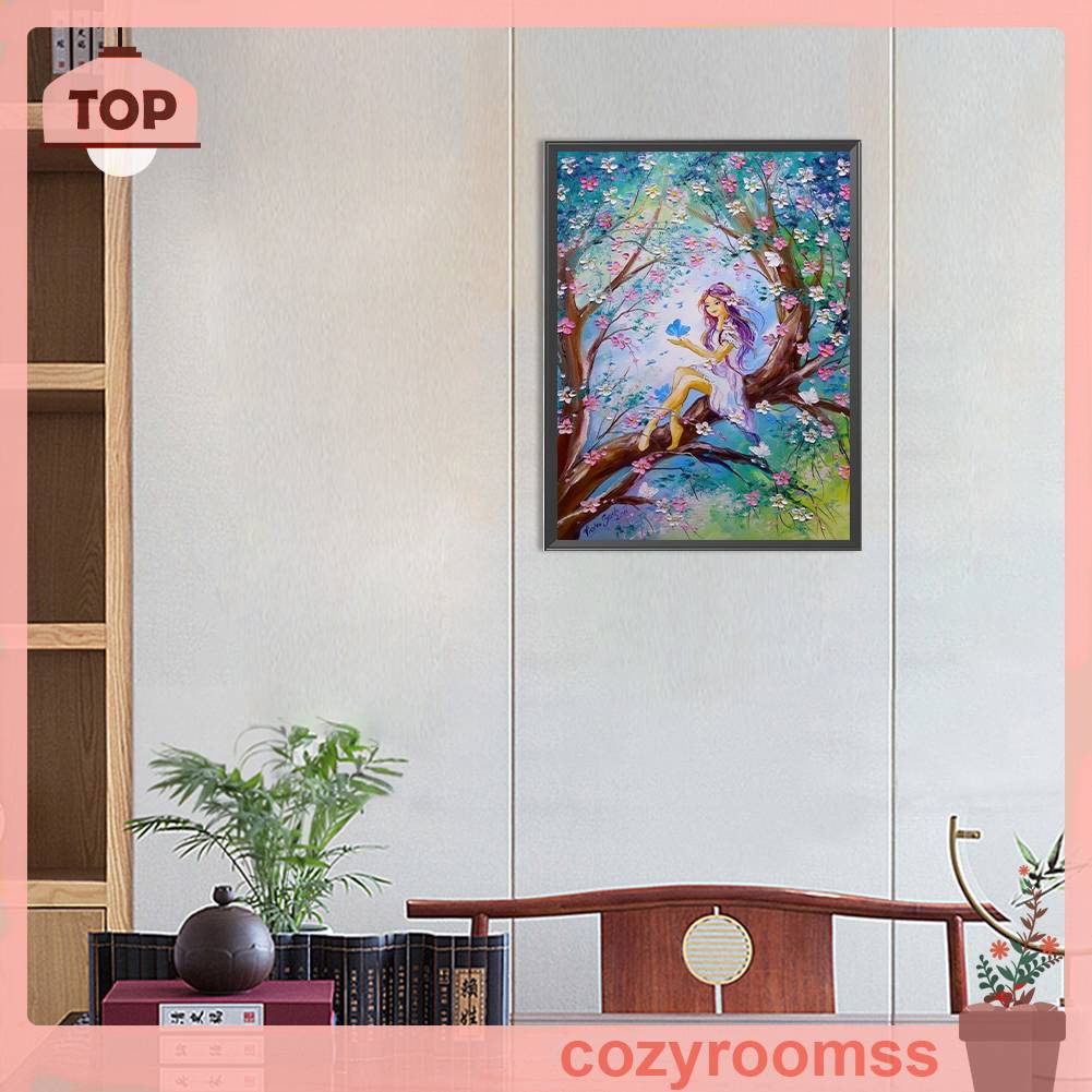 Bộ Tranh Đính Đá 5D Tự Làm Toàn Diện Hình Nàng Tiên Trang Trí Nhà Cửa