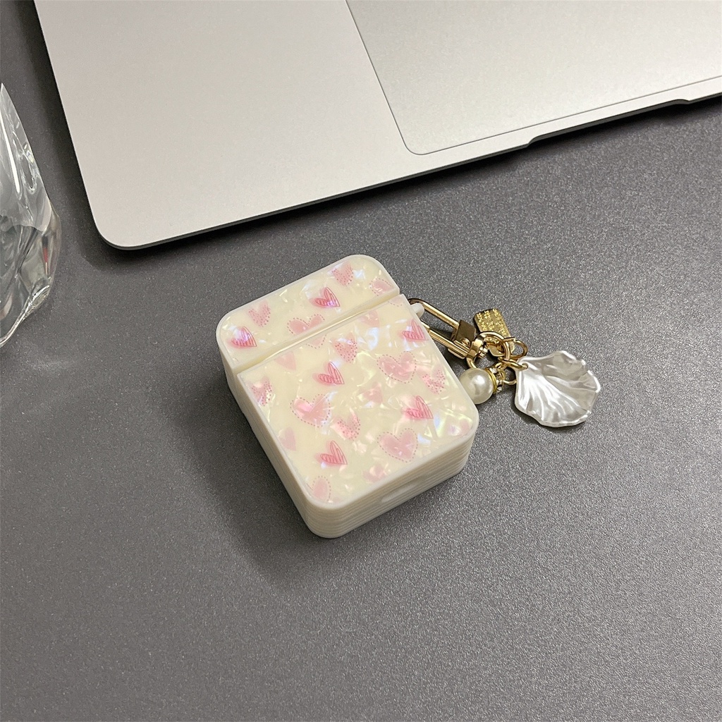 Vỏ Bảo Vệ Hộp Sạc Tai Nghe Bluetooth Không Dây Airpods pro 1 / 23 pro2 Bằng TPU Mềm Hình Vuông Họa Tiết Trái Tim Dễ Thương