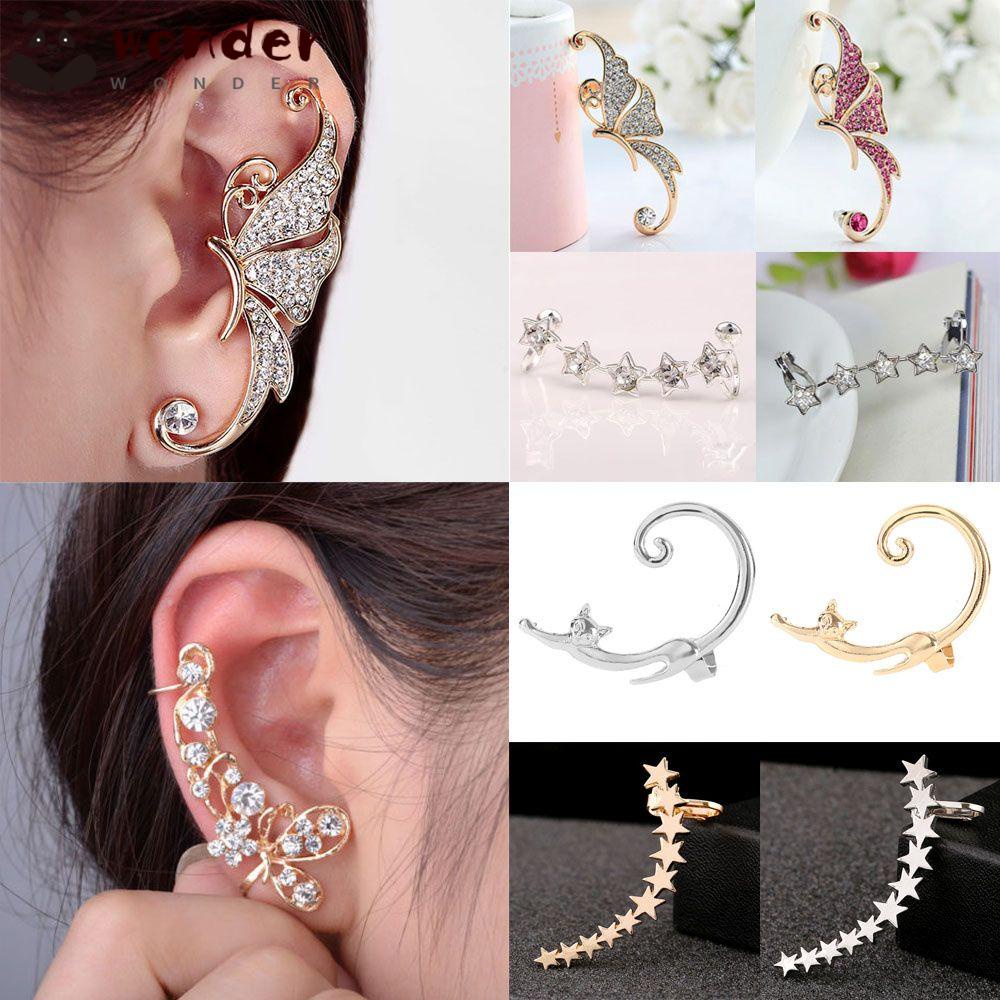 WONDER 1 / 1 Cặp Bông Tai Thời Trang Hình Bướm Đính Pha Lê