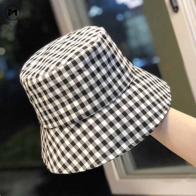 Nón Vành Sọc Ca Rô Nhỏ Phong Cách Nhật Hàn Thời Trang Mới 2023 Dành Cho Nữ