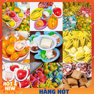 Combo 500gam Kẹo dẻo trái cây 3D vị Sầu riêng, Dâu tây, Dừa, Xoài, Cà phê sữa chua phô mai