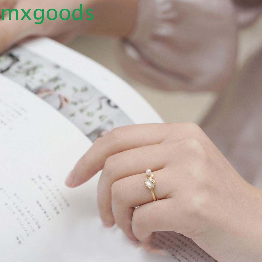 MXGOODS Nhẫn Hở Hình Vỏ Sò Thời Trang Cổ Điển Ngọt Ngào Cho Nữ