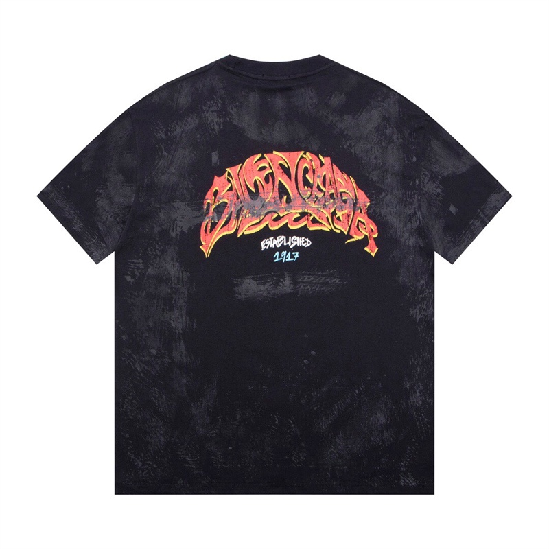 B-a88-trendy Set Áo Thun Tay Ngắn + Quần short In Họa Tiết graffiti Phía Sau