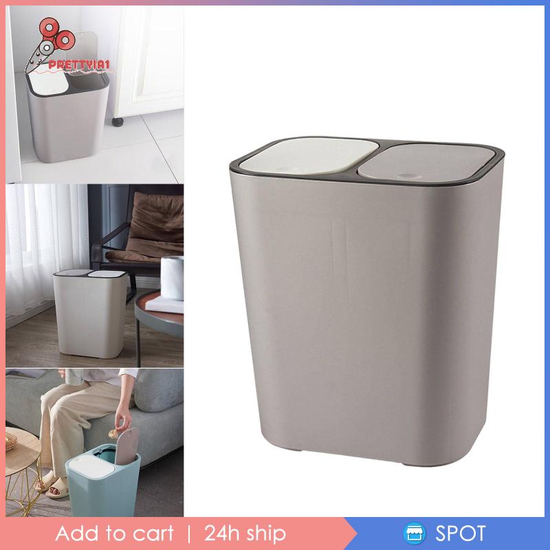 Thùng Rác Tái Sử Dụng Ướt Và Khô 15 Lít Màu Trắng Cho Nhà Bếp [Prettyia1]